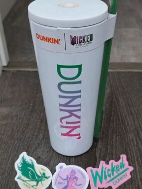 Dunkin' White Travel Tumbler with Multicolor Logo